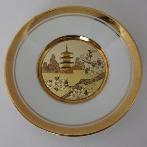 Japanese Floral Calendar Chokin Plate Collection gold art 6" collector plate
